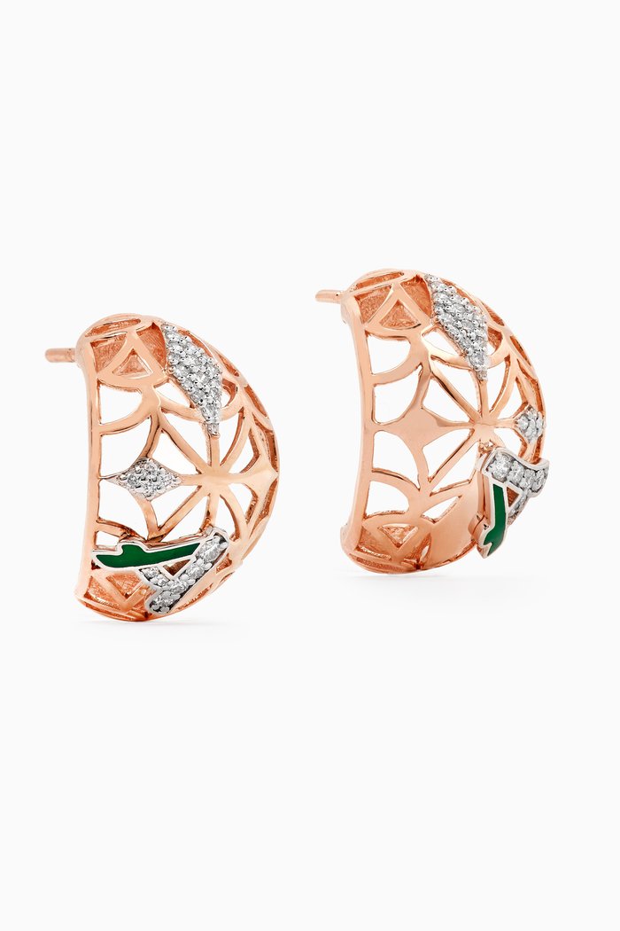 

Retro Diamond & Enamel Letter 'A' Earrings in 18kt Rose Gold