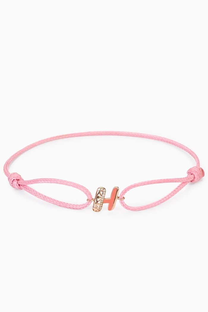 

Retro Diamond & Enamel Letter 'H' Bracelet in 18kt Rose Gold
