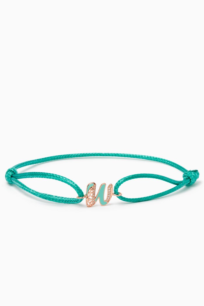 

Retro Diamond & Enamel Letter 'W' Bracelet in 18kt Rose Gold