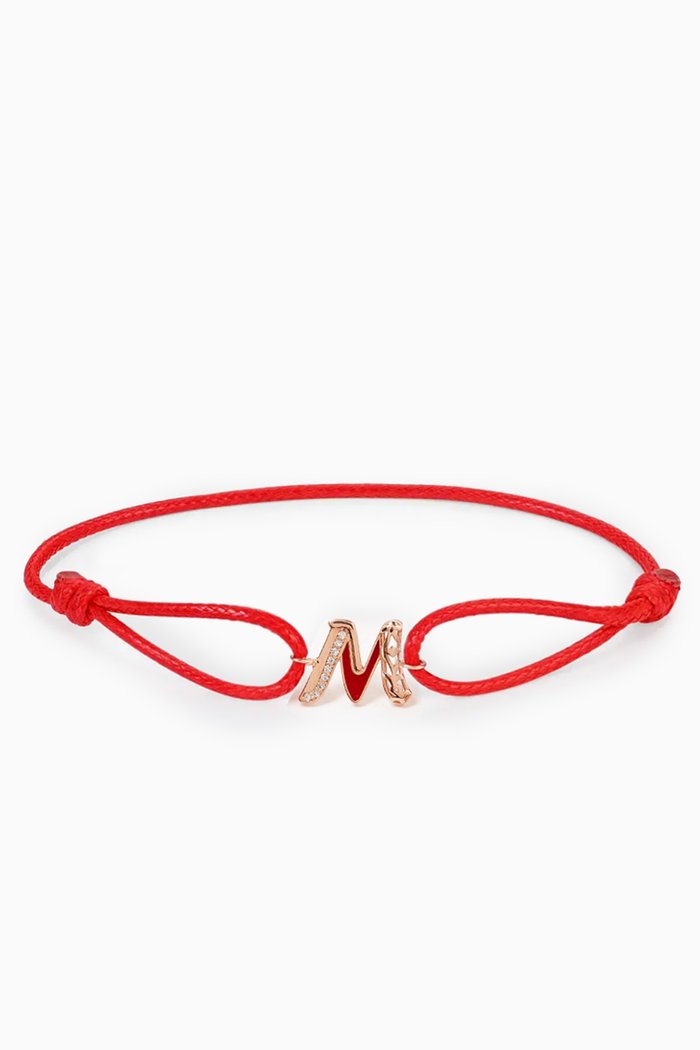 

Retro Diamond & Enamel Letter 'M' Bracelet in 18kt Rose Gold