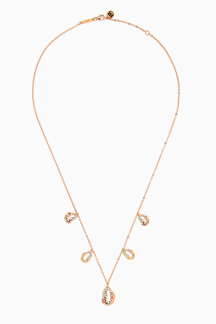 

Wave Diamond & Enamel Choker Necklace in 18kt Rose Gold