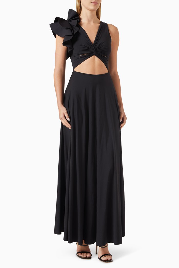 

Blanca Reversible Maxi Dress in Stretch-nylon, Black