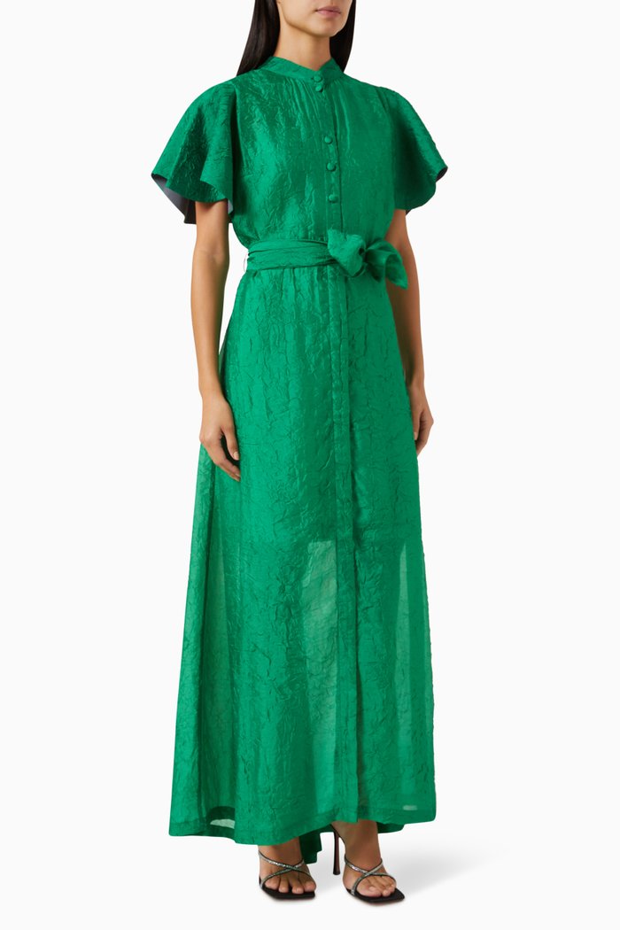 

Clematis Maxi Dress in Organza, Green