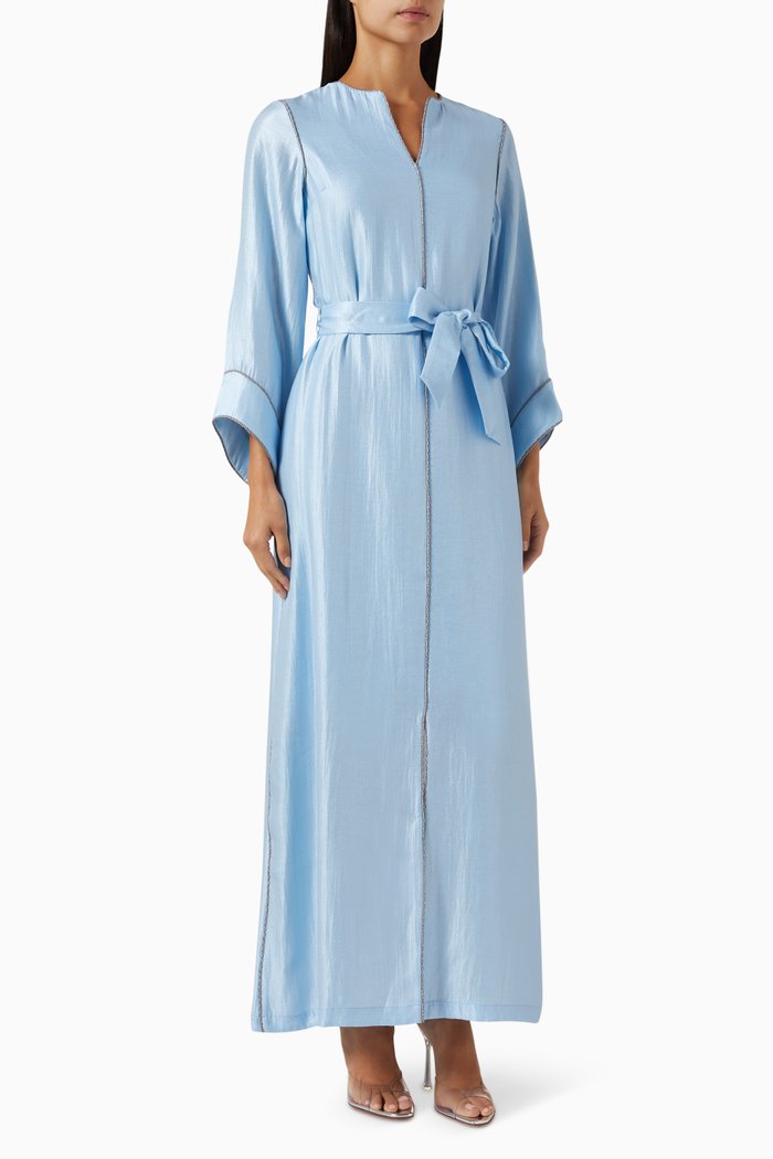 

Hosta Belted Maxi Dress in Rayon, Blue
