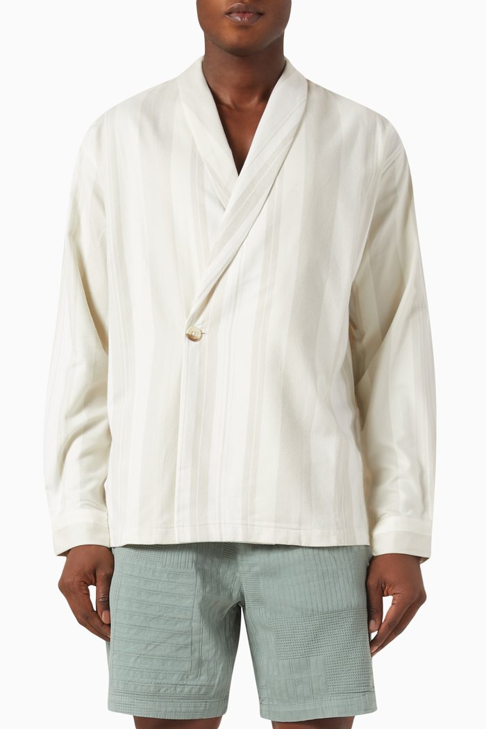 

Thompson Crossover Shirt in Cotton, Neutral