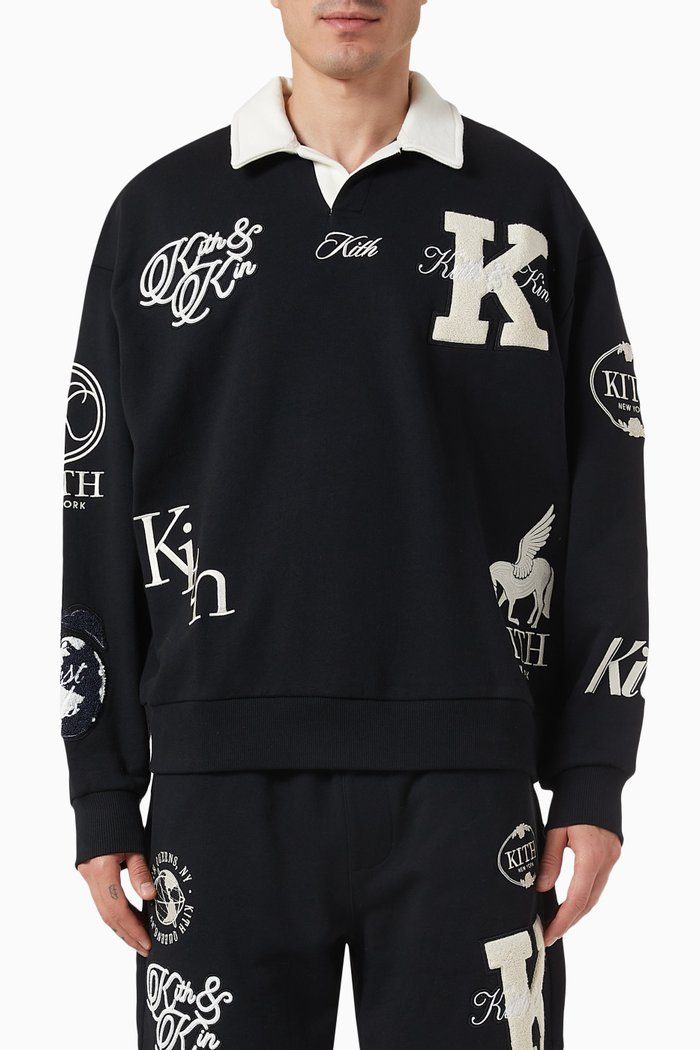 

Nelson Collared Sweatshirt in Cotton-fleece, Black