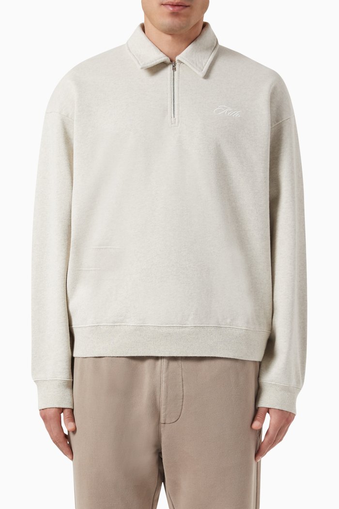 Nelson Quarter-zip Sweatshirt in Cotton-fleece, Neutral
