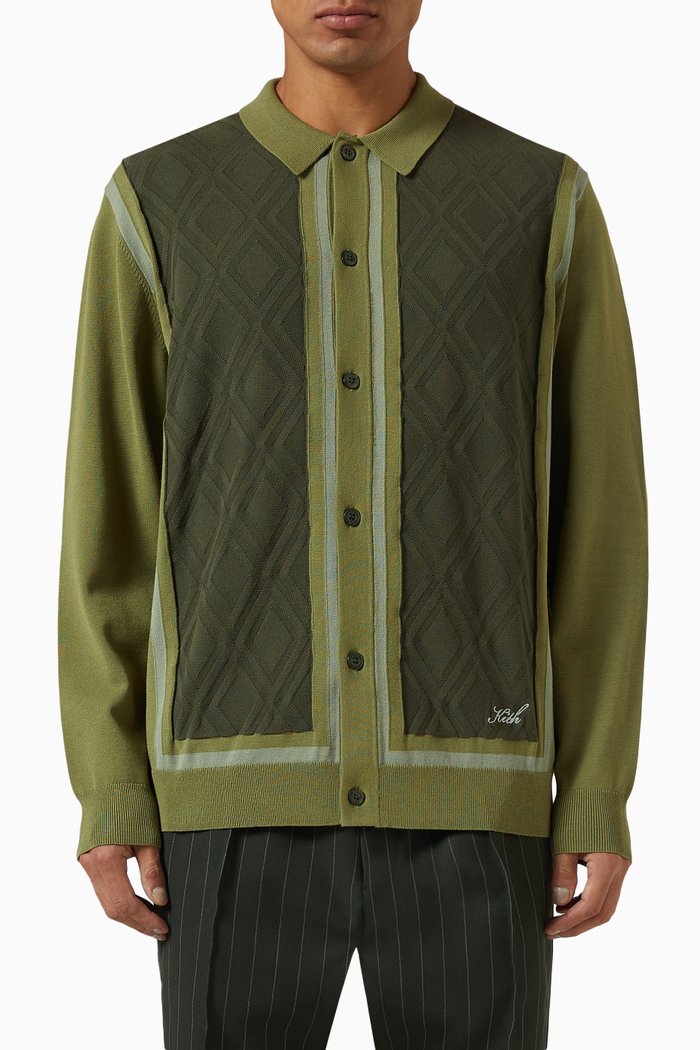 

Girard Cardigan in Viscose-blend Knit, Green