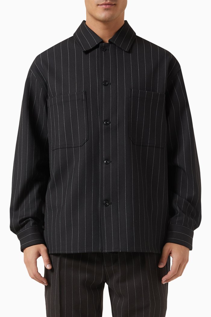 

Double-weave Ace Button-down Overshirt, Black