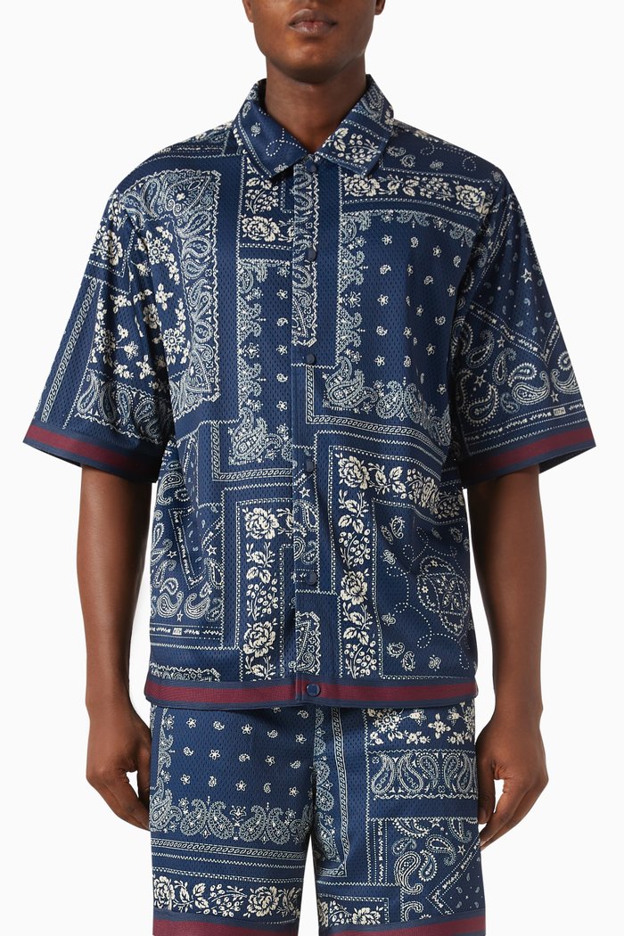 

Woodpoint Paisley-print Shirt in Poly-mesh, Blue