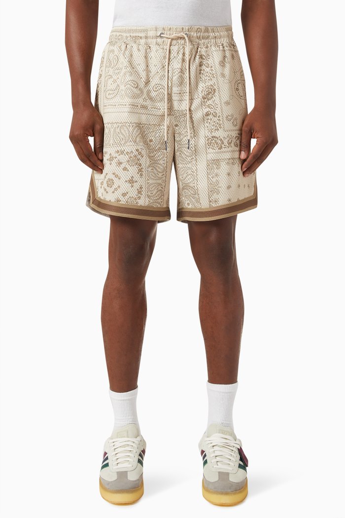 

Curtis Paisley-print Shorts in Poly-mesh, Neutral