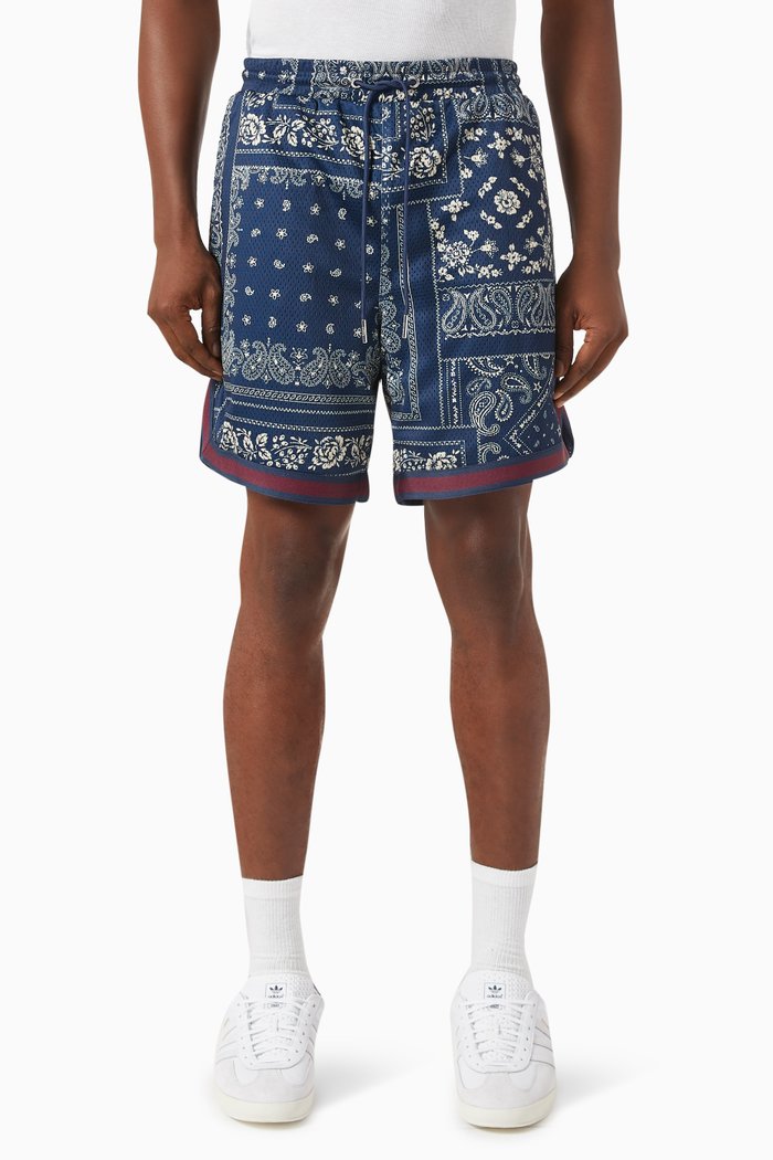 

Curtis Paisley-print Shorts in Poly-mesh, Blue