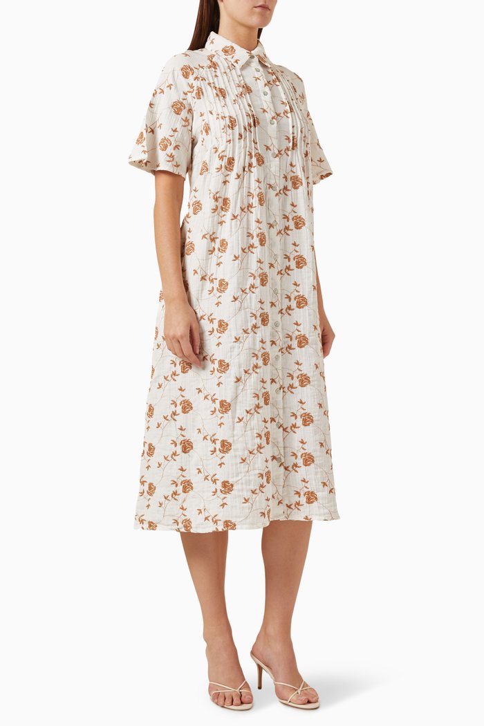 

Yasfira Midi Dress in Cotton, Neutral