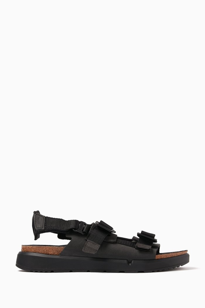 

Shinjuku Sandals in Leather & Textile, Black