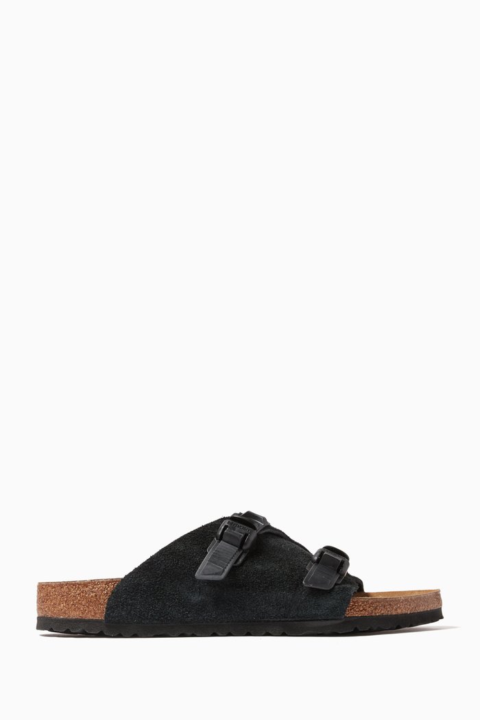 

Zürich Tech Sandal in Suede Leather, Black