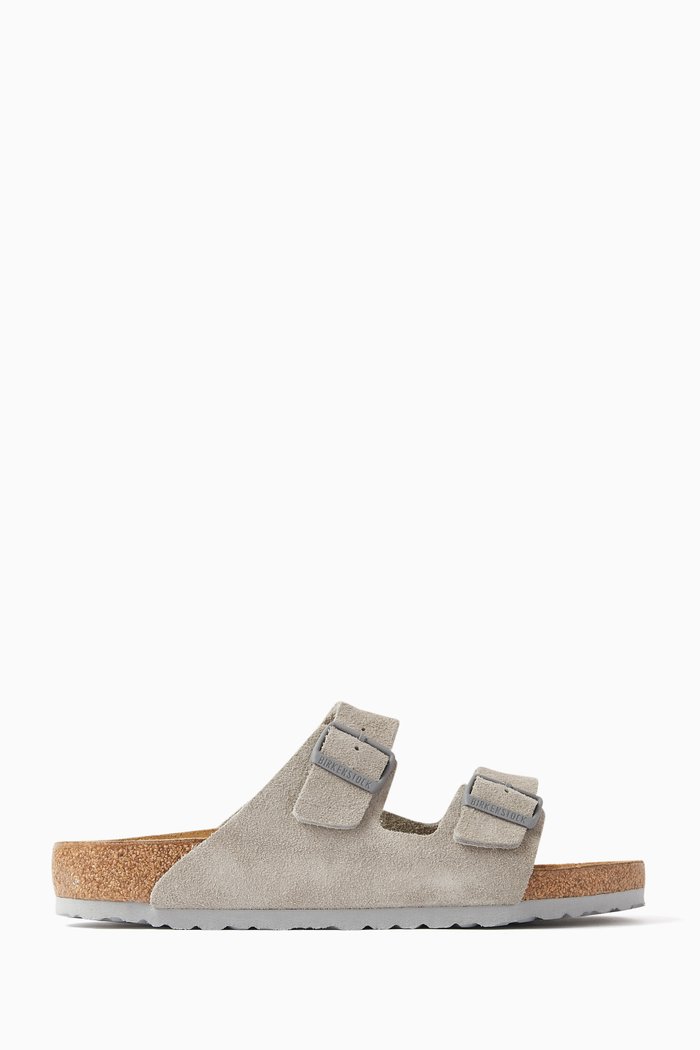 

Arizona Slide Sandals in Suede, Grey