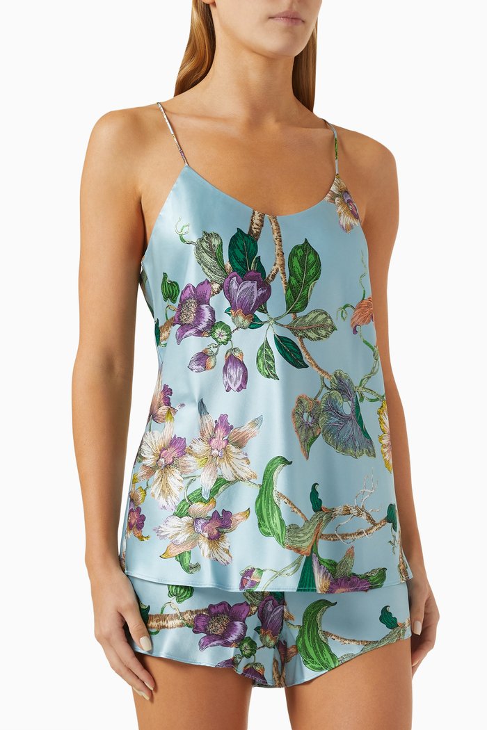 

Bella Ceres Camisole Set in Silk Satin, Blue