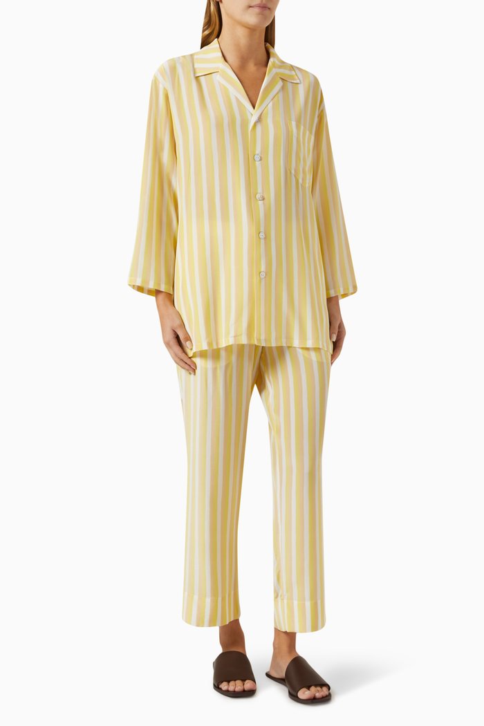 

Casablanca Polaris Pyjama Set in Silk Crêpe de Chine, Yellow