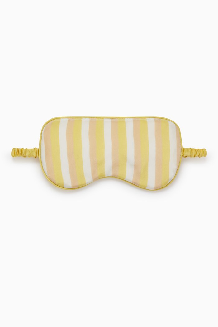Striped Eye Mask in Silk Twill, Yellow