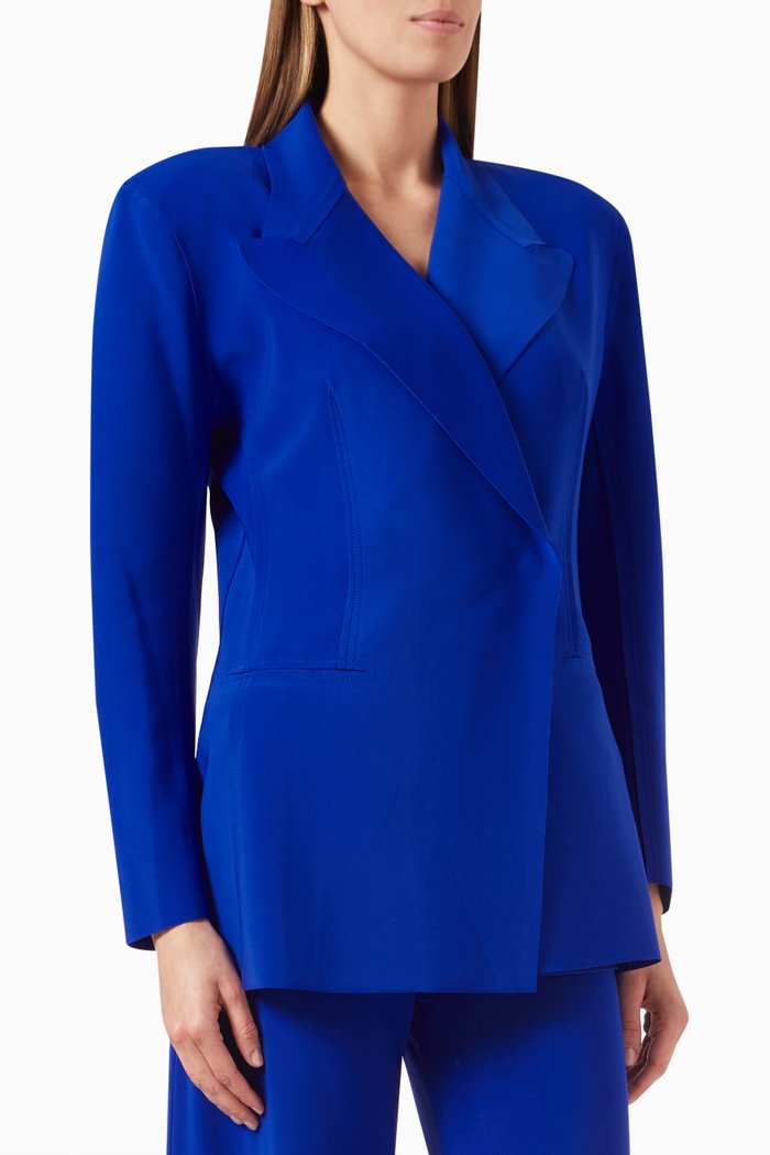 Classic Double-breasted Jacket in Lycra, Blue