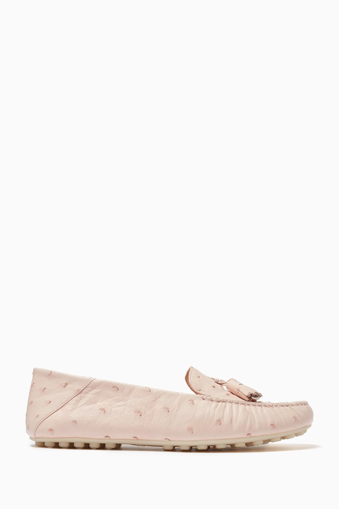 

Dot Sole Loafers in Ostrich Leather, Pink
