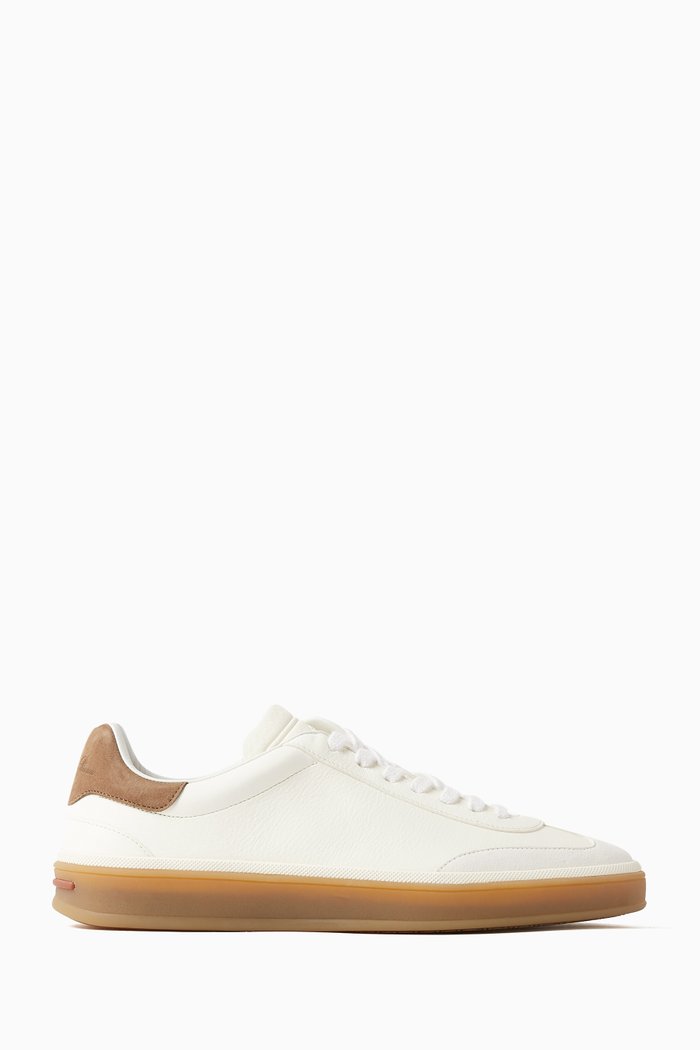

Tennis Walk Sneakers in Deerskin Leather, White