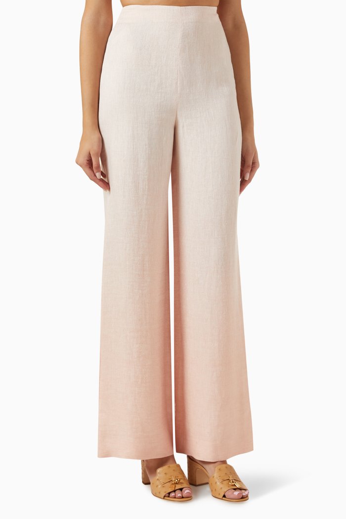 

Degradé Straight-leg Pants in Linen, Pink