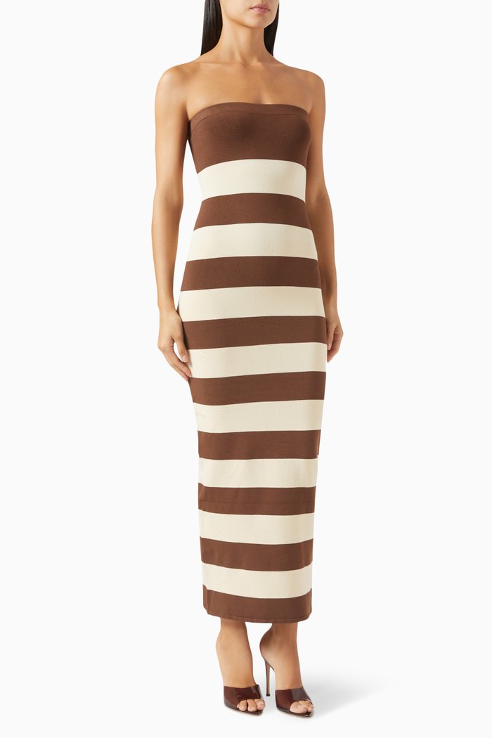 

Theo Strapless Dress in Viscose-knit, Brown