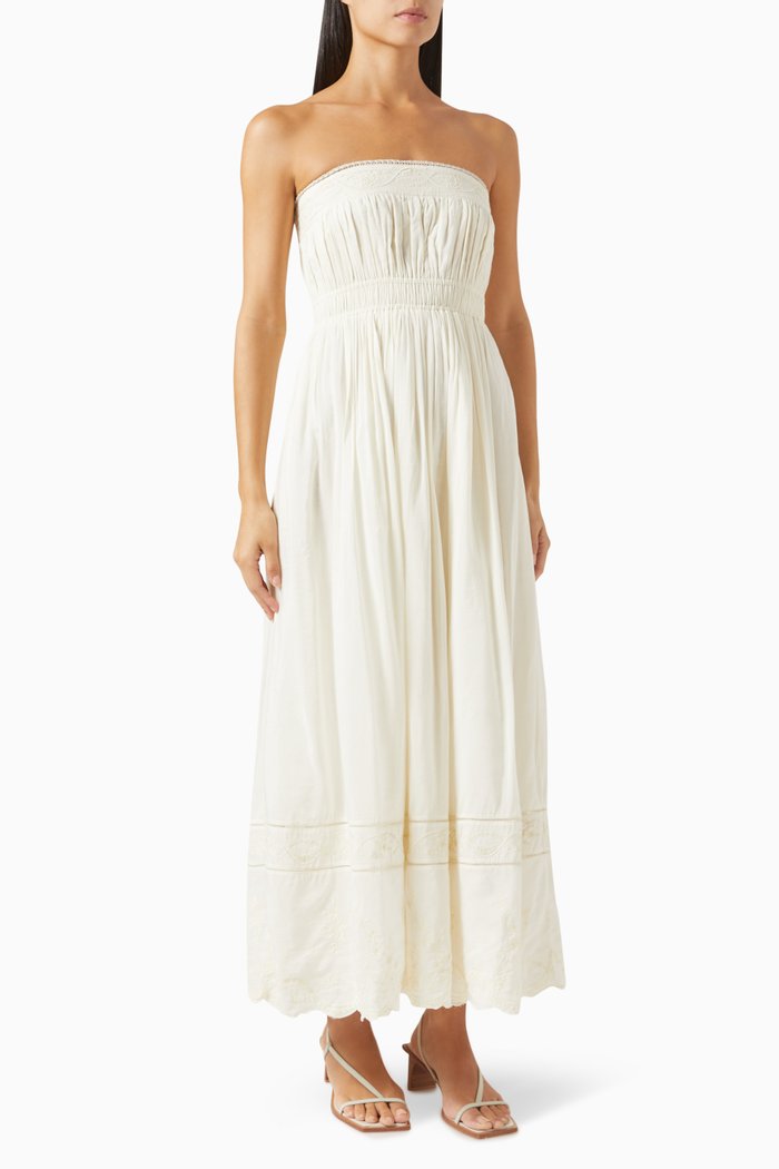 

Mylah Strapless Dress in Cotton Blend, Neutral