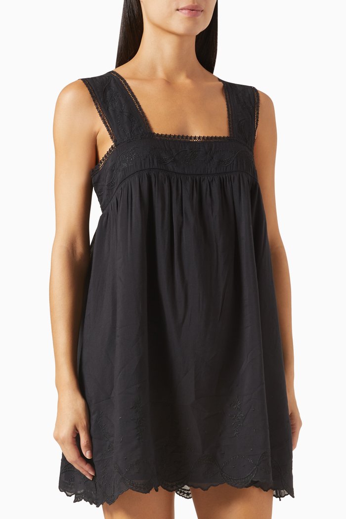 Mylah Mini Dress in Cotton Blend, Black