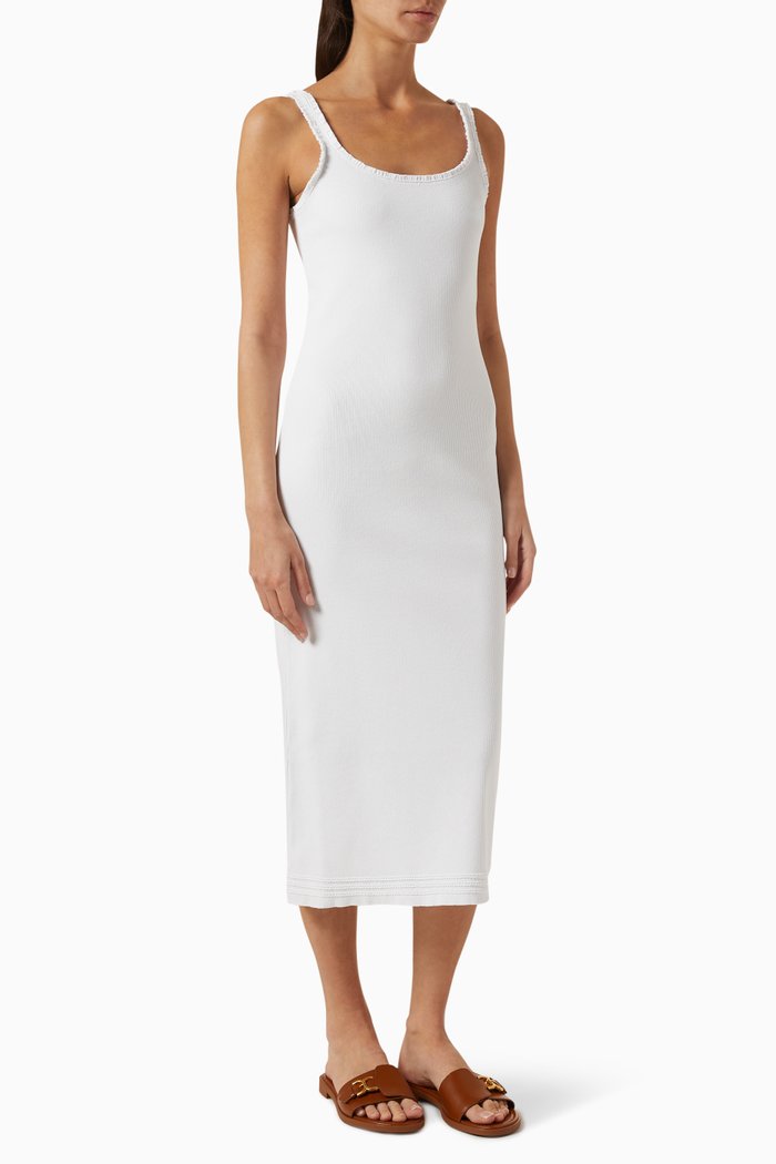 

Ribbed Tank Midi Dress in Cotton-jersey, White