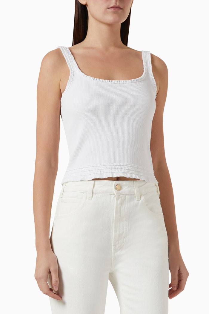 

Tank Top in Ribbed Cotton-jersey, White