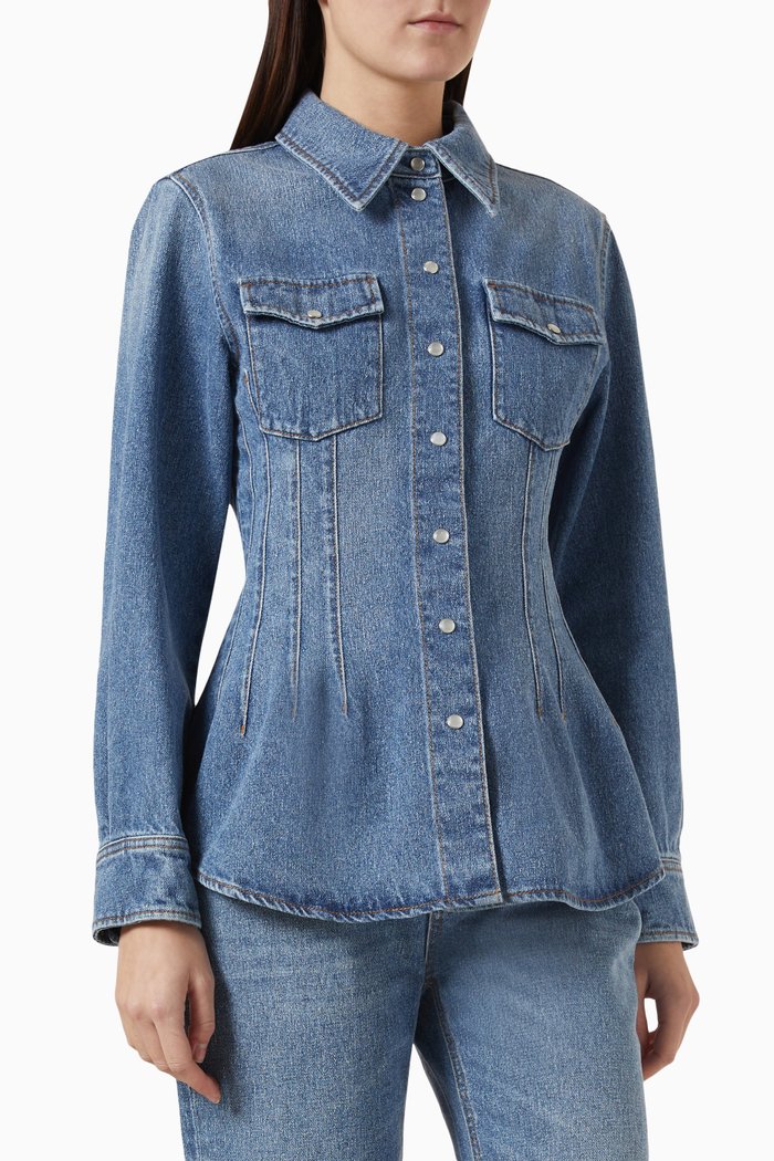 

Dart Buttoned Shirt in Denim, Blue