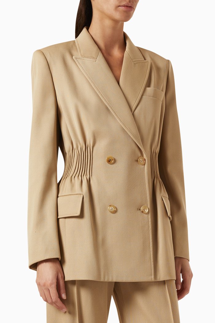 

Double-breasted Jacket in Wool Gabardine, Neutral