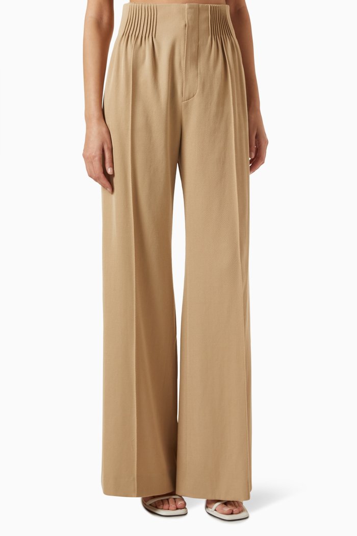 

High-rise Tailored Pants in Wool Gabardine, Neutral