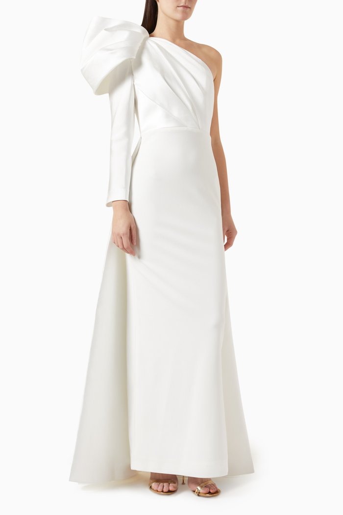 

Malia Maxi Dress in Crepe, Neutral