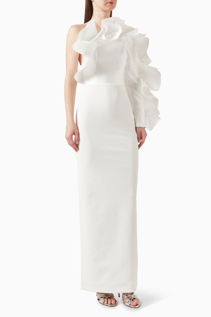 Rex Maxi Dress in Crepe, Neutral