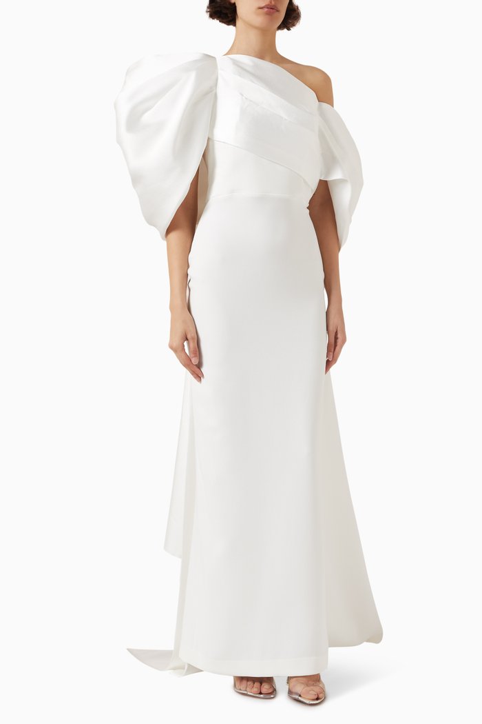 Raye Maxi Dress in Crepe, Neutral