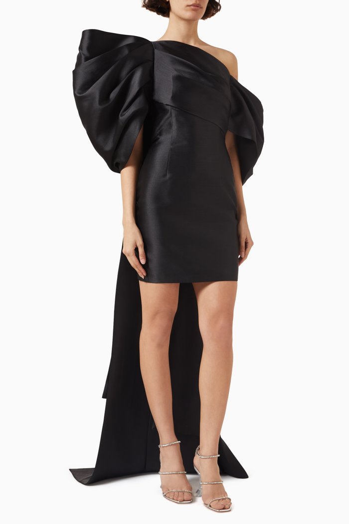 

Ula Mini Dress in Twill, Black