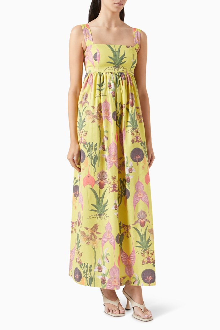 

Palmar Floral-print Maxi Dress, Yellow