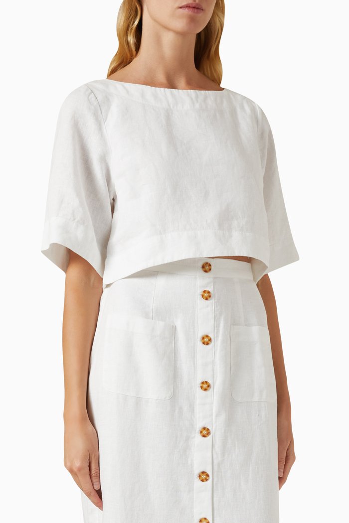 

Shay Cropped Top in Linen, White