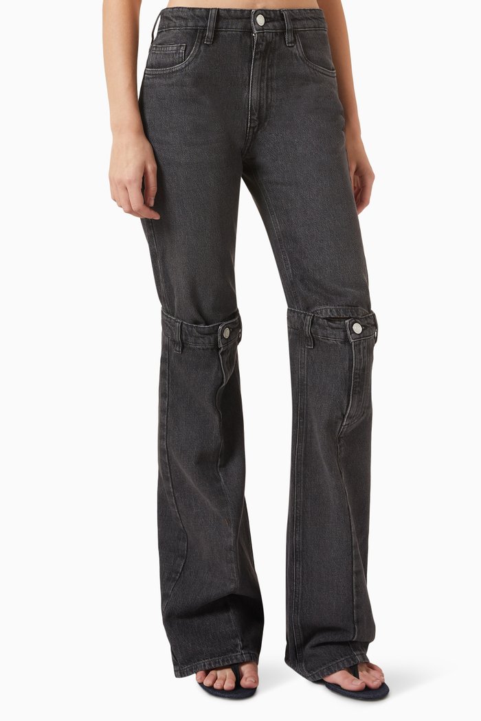 

Open Knee Jeans in Cotton Denim, Black