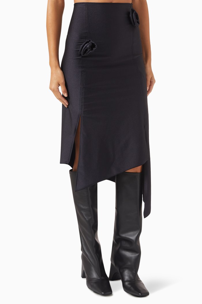 

Flower Midi Skirt, Black