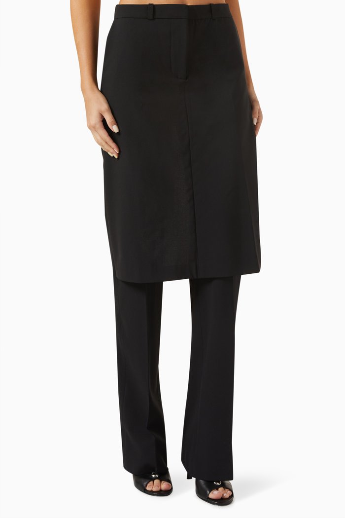 

Skirt Tailored Pants in Crepe, Black