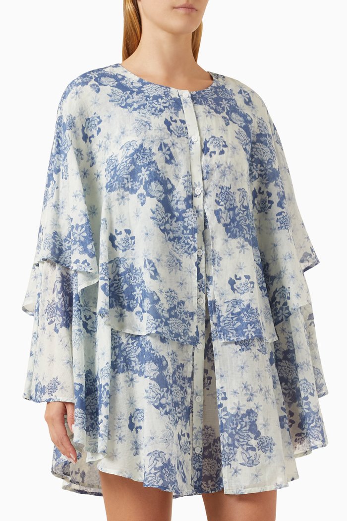 

Flowers of Time Floatway Nightie in Organic-cotton, Blue