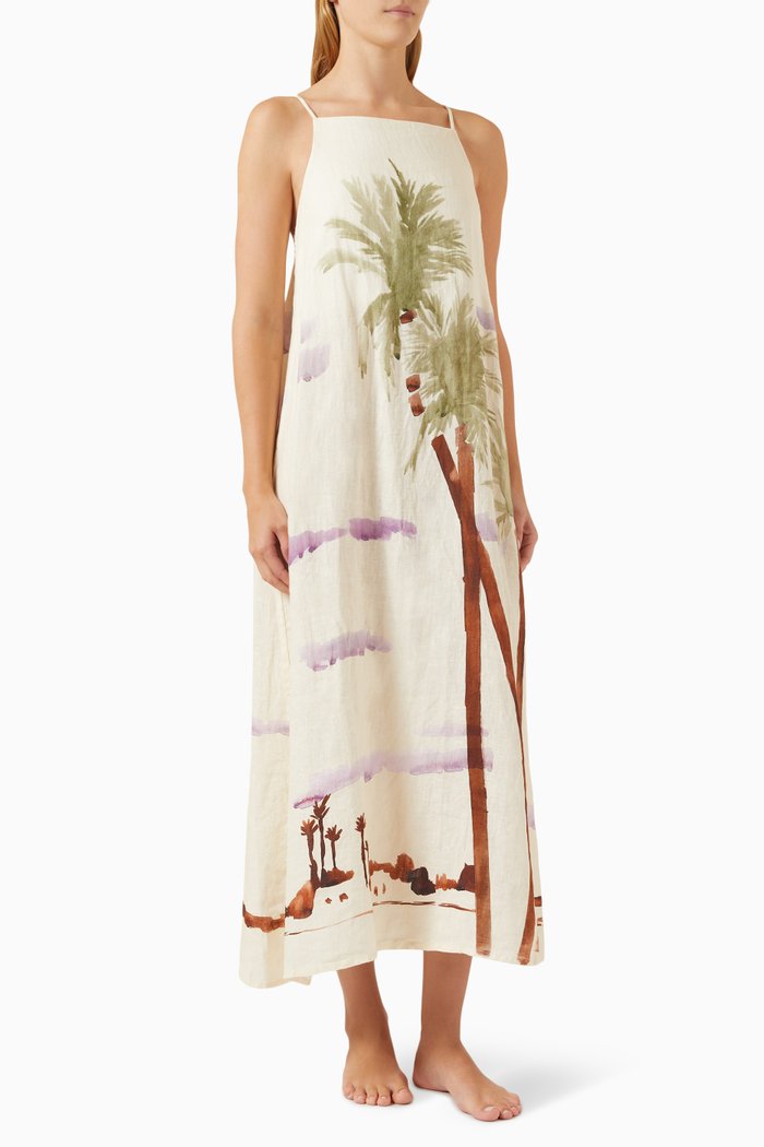

Mirage Square Night Dress in Linen, Neutral