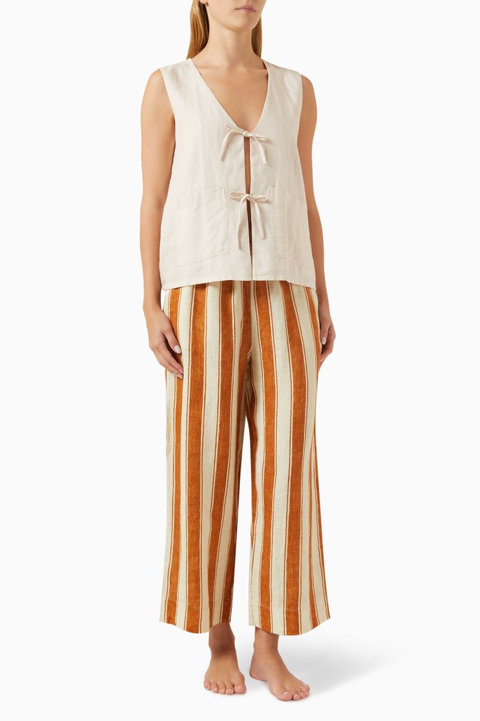 

Lotus & Feluka Vest Pyjama Set in Linen, Neutral