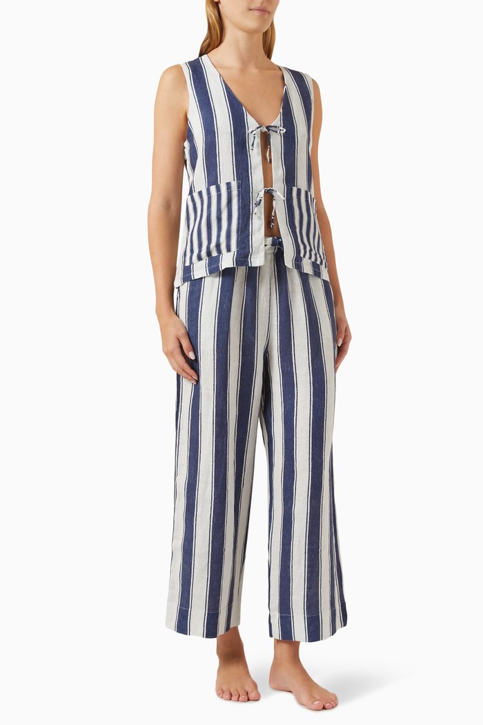 Vest Lounge Set in Linen, Blue