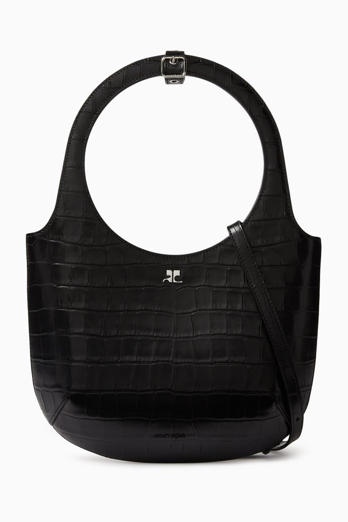 

Holy Croco Stamped Tote Bag in Leather, Black