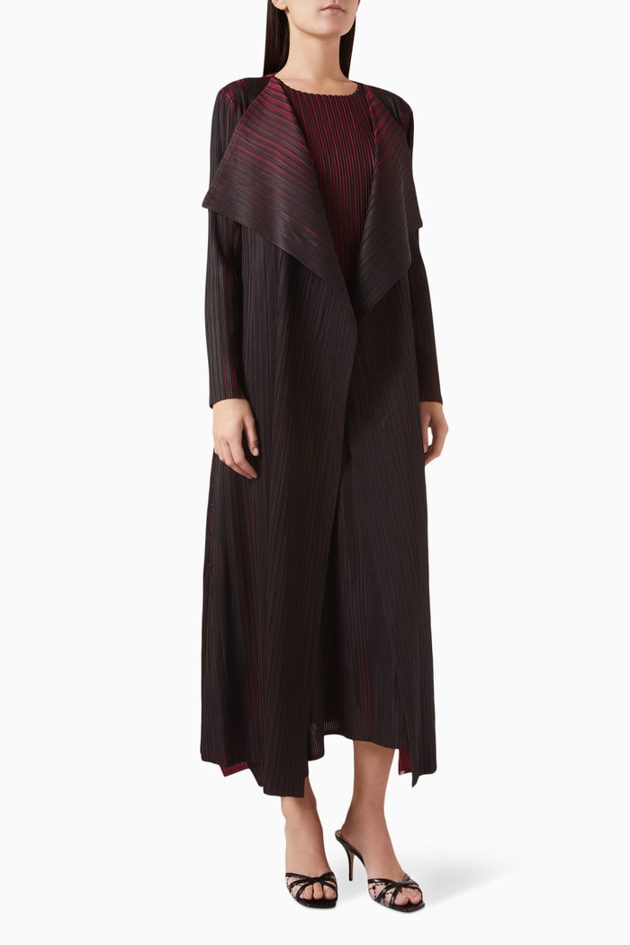 

Printed Plissé-pleated Abaya, Red
